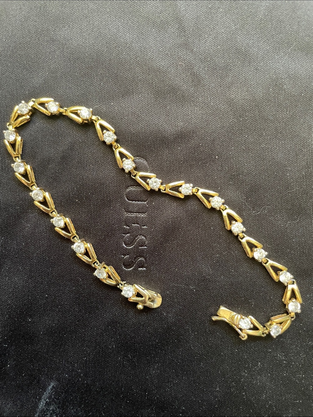 Guess Gold-Tone Bracelet with Clear Crystal Accents